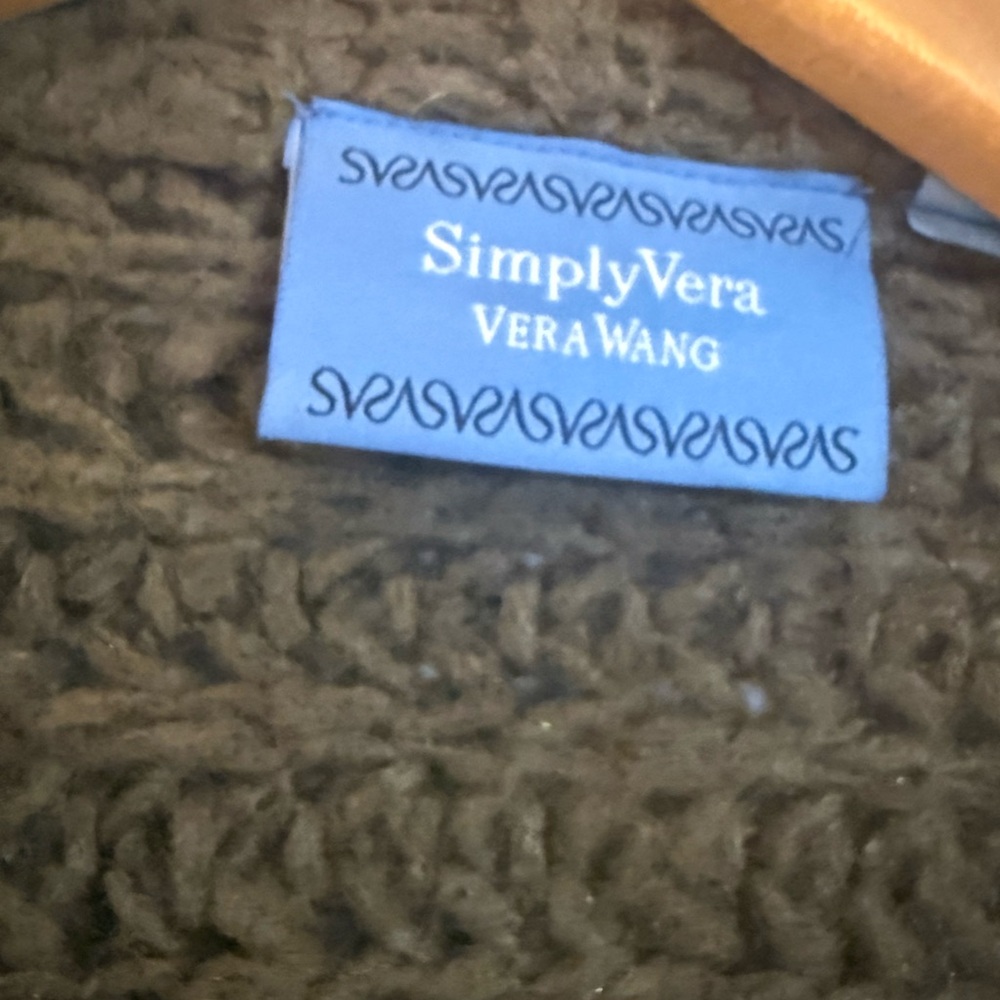 Vera Wang Olive Green Draped Knit Women's Sweater - Picture 3 of 5